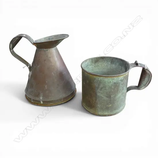 VINTAGE COPPER JUG H230MM& LARGE COPPER MUG H140MM