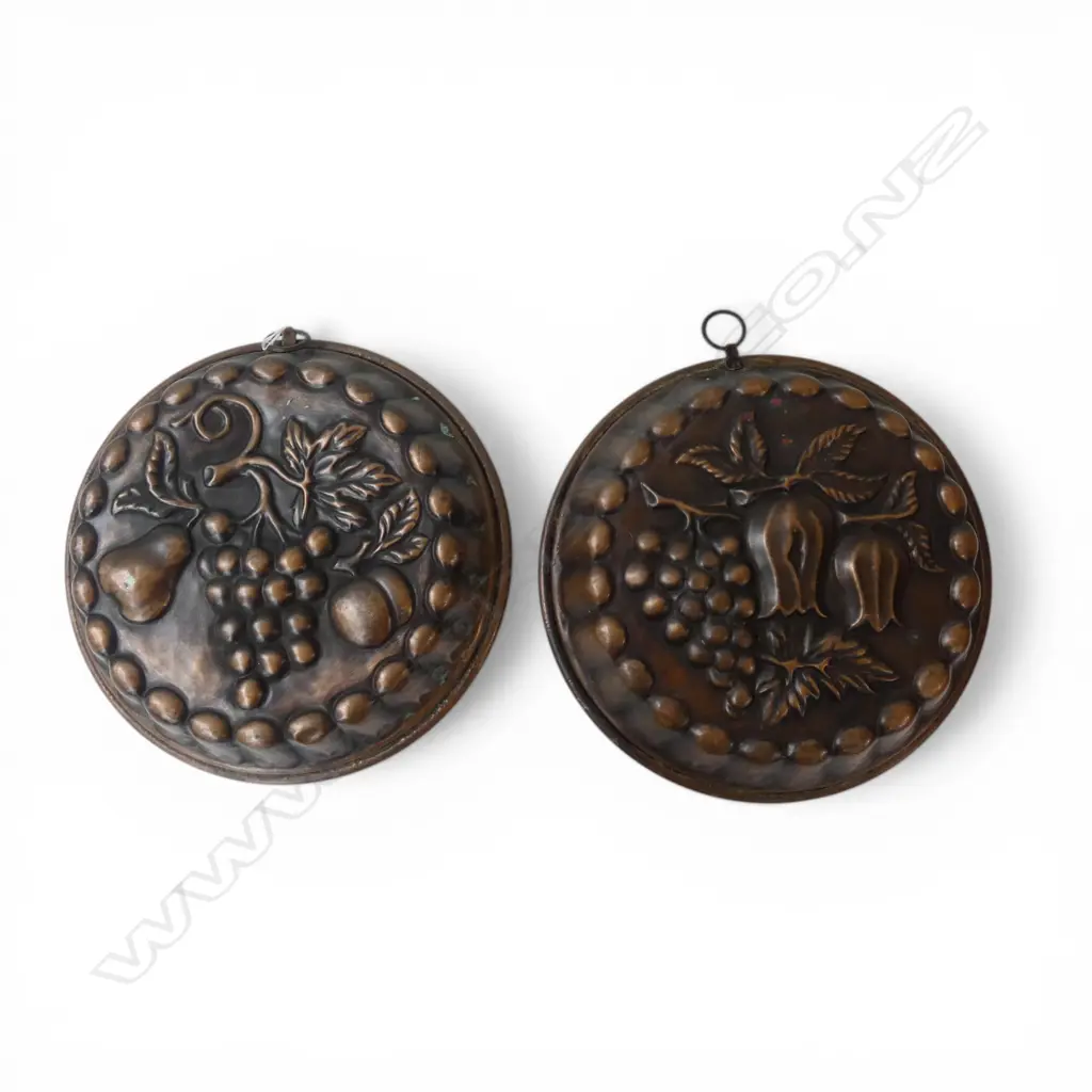 2 FRENCH COPPER CAKE MOULDS Dia.290mm Image 1++