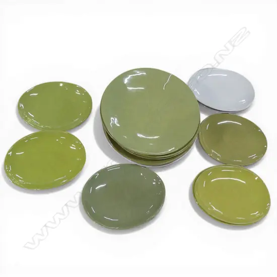 17 PCES OF TONY SLY STUDIO POTTERY 8 plates & 9 side plates, various glazes