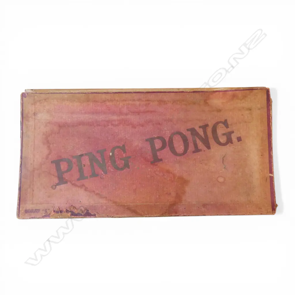 VINTAGE BOXED PING PONG SET SKIN & LEATHER BATS L500MM Image 1++