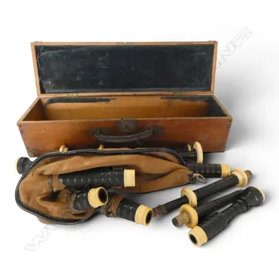 SET OLD IVORY & EBONY BAG PIPES