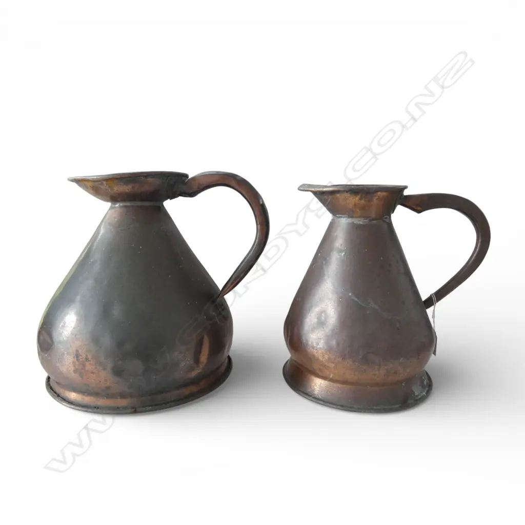 2 OLD COPPER JUGS H.300mm Image 1++