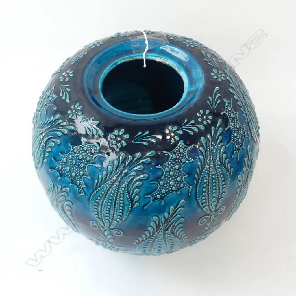 BLUE GLAZED CERAMIC VASE H.240mm Image 1++