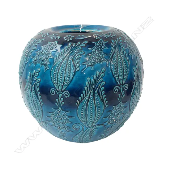 BLUE GLAZED CERAMIC VASE H.240mm