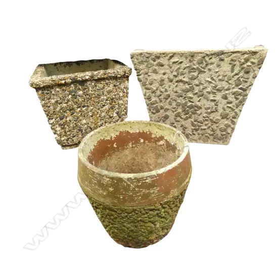 3 CONCRETE & PEBBLE POTS H.280mm