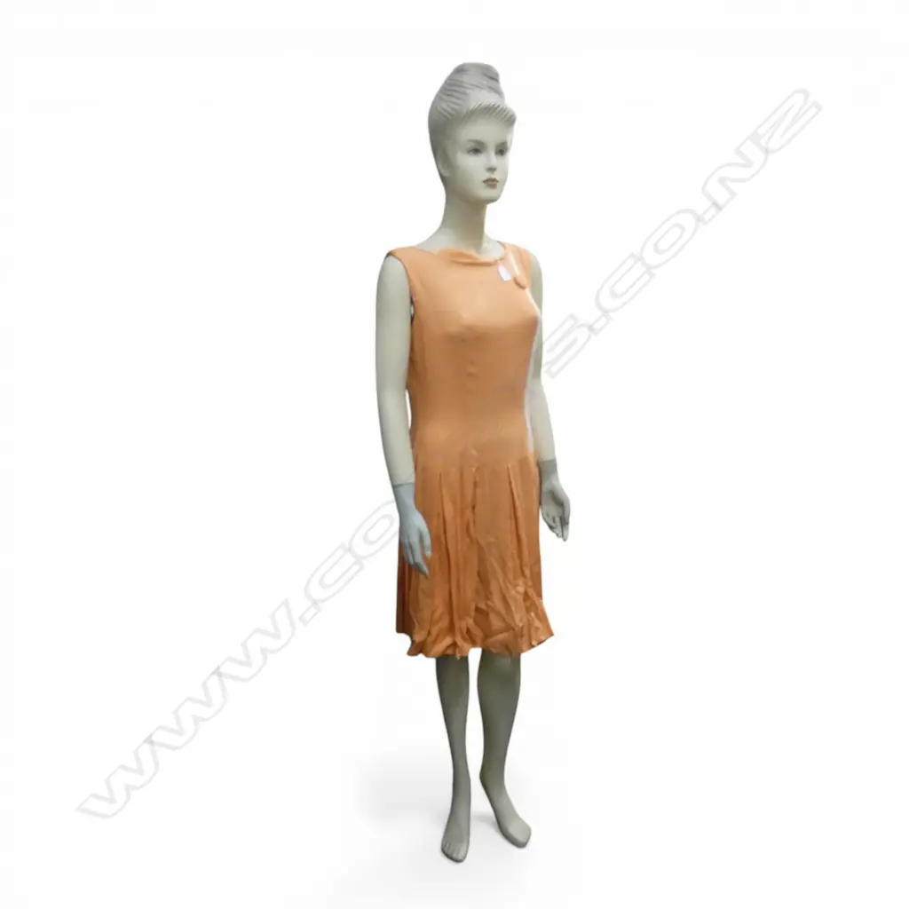 c. 1950's MANNEQUIN in orange dress, on stand H.1850mm Image 1++