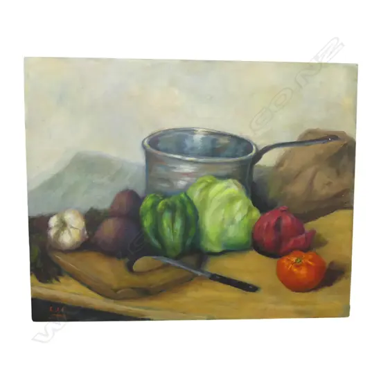 CJ FLEMING JR, SIGNED UNFRAMED STILL LIFE OIL ON CANVAS