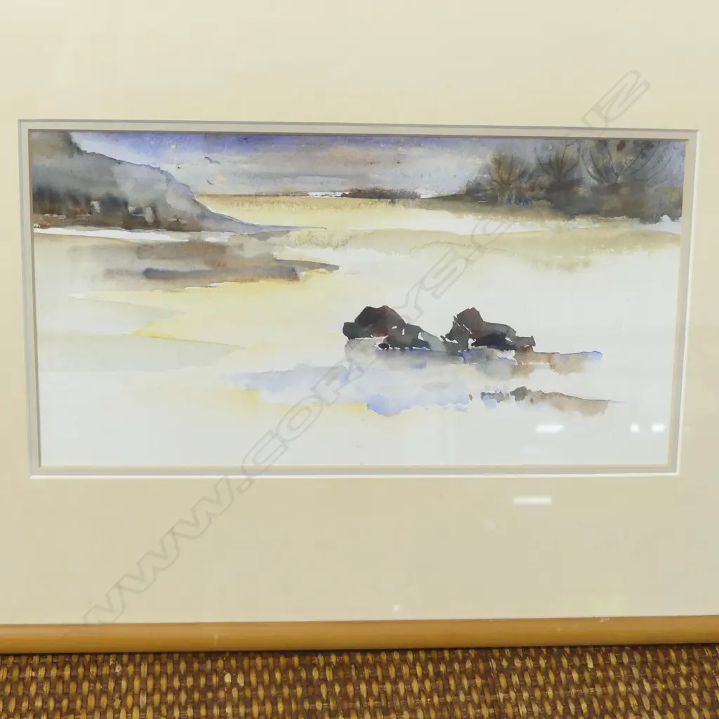 FRAMED W/C ABSTRACT LANDSCAPE, 60 X 300MM Image 1++