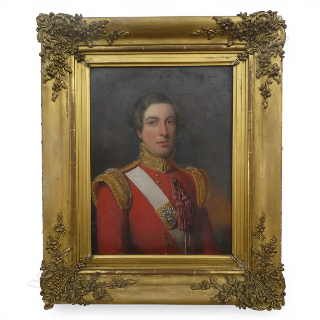 19thC PORTRAIT OF JOHN CLEMINSON paymaster of 4th Welsh Dragoons c.1820's, OIL ON CANVAS, SIGNED INDISTINCT, 380x285mm Image 1++