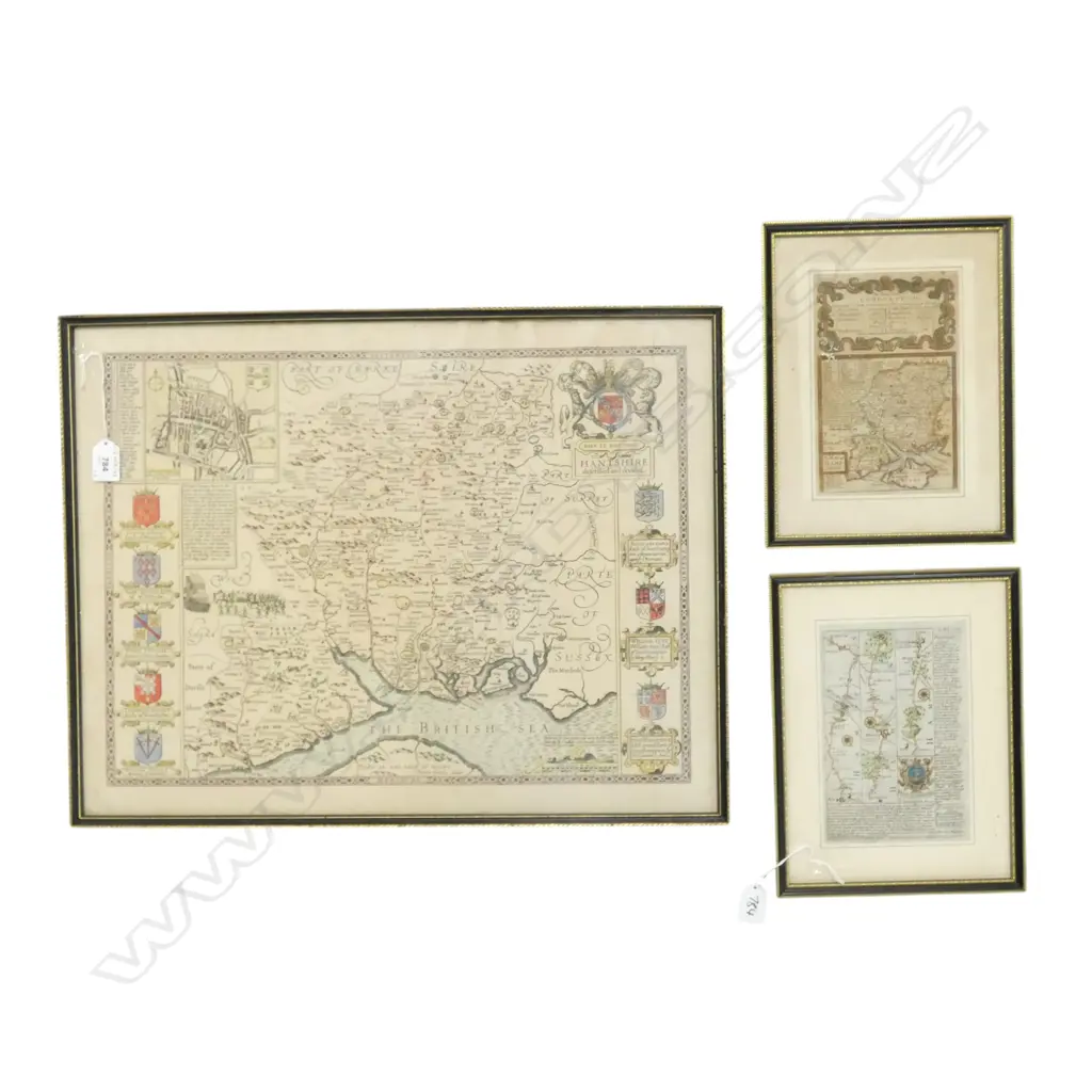 3 FRAMED ANTIQUE ENGLISH MAPS LARGEST H430 W550MM SMALLER H260 W190MM Image 1++