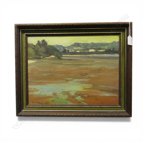 RUSSELL HOLLINGS 'POINT CHEVALIER' OIL ON BOARD 280x370mm