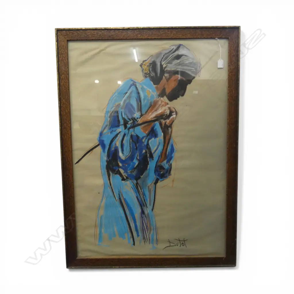 BRUNO DUTOT (b.1962) FIGURE IN BLUE ROBE, PASTEL ON PAPER 970x685mm Image 1++