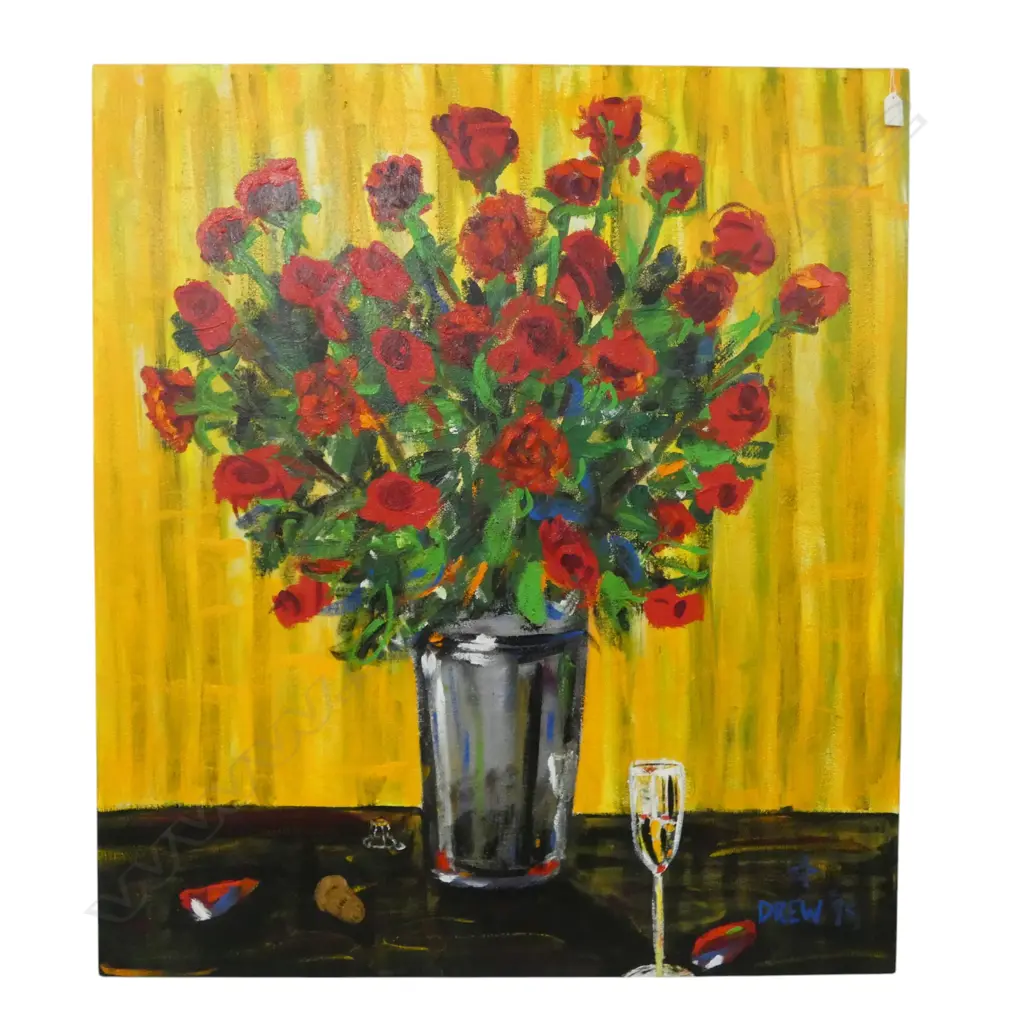 DREW CRUICKSHANK " MORE CUT FLOWERS " OIL ON CANVAS 1030 x 920 mm Image 1++