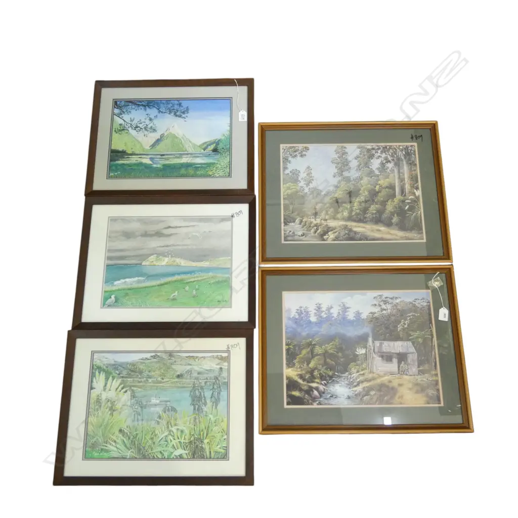 3 PAINTINGS SIGNED MEL 255x260mm + 2 JEANETTE BLACKBURN  PRINTS Image 1++