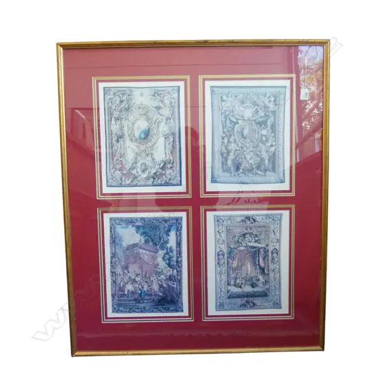 4 TAPESTRY PRINTS IN SINGLE FRAME, 955x800mm