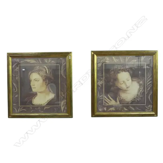 2 LG FRAMED PRINTS of ladies 670x670mm