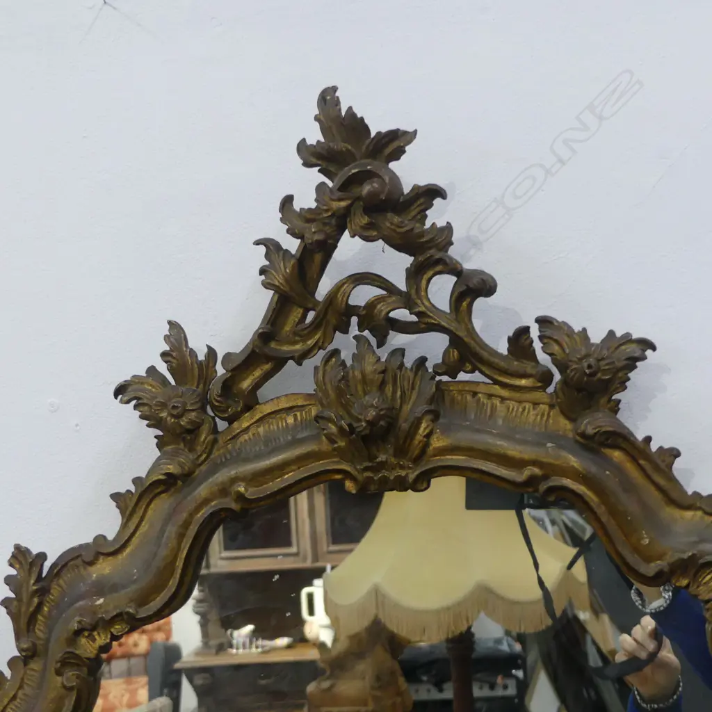 ORNATELY FRAMED MIRROR, FRENCH STYLE, pediment earlier repair, H.1230 x 650mm Image 1++