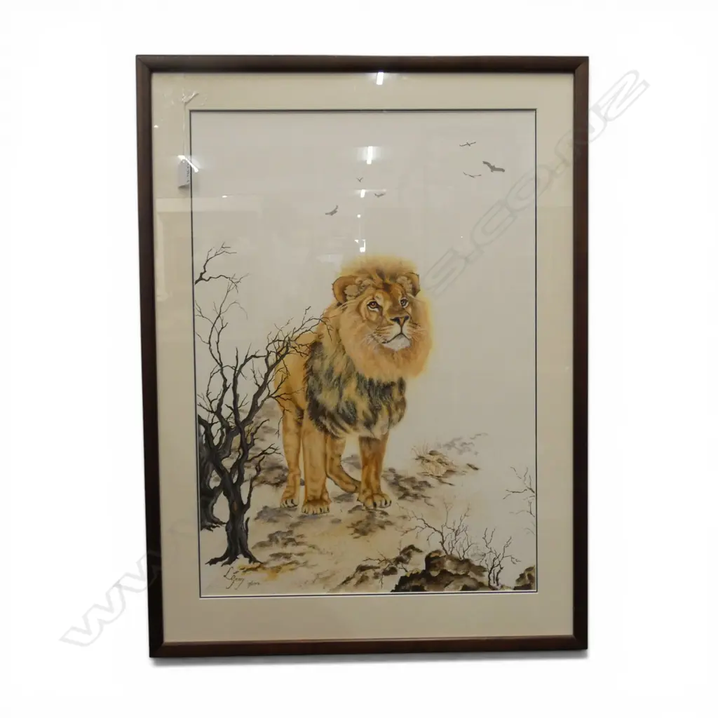 LOUISE GRAY, LION, ACRYLIC, SIGNED 2012, 690x480mm Image 1++