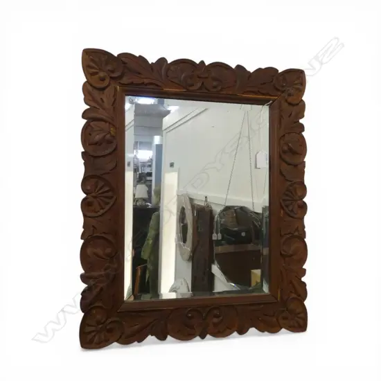 CARVED WOOD FRAMED BEVEL EDGED MIRROR 560x460mm
