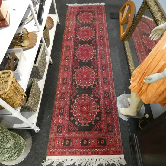 HAND KNOTTED WOOL PILE RUNNER 2900x800mm