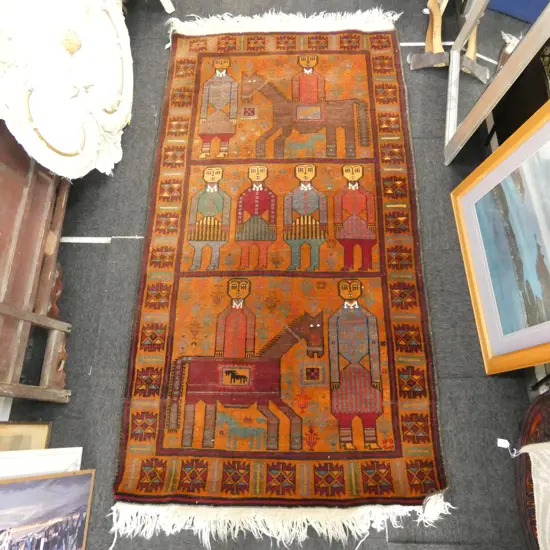 HAND KNOTTED ALL WOOL RUG 1950x1070mm