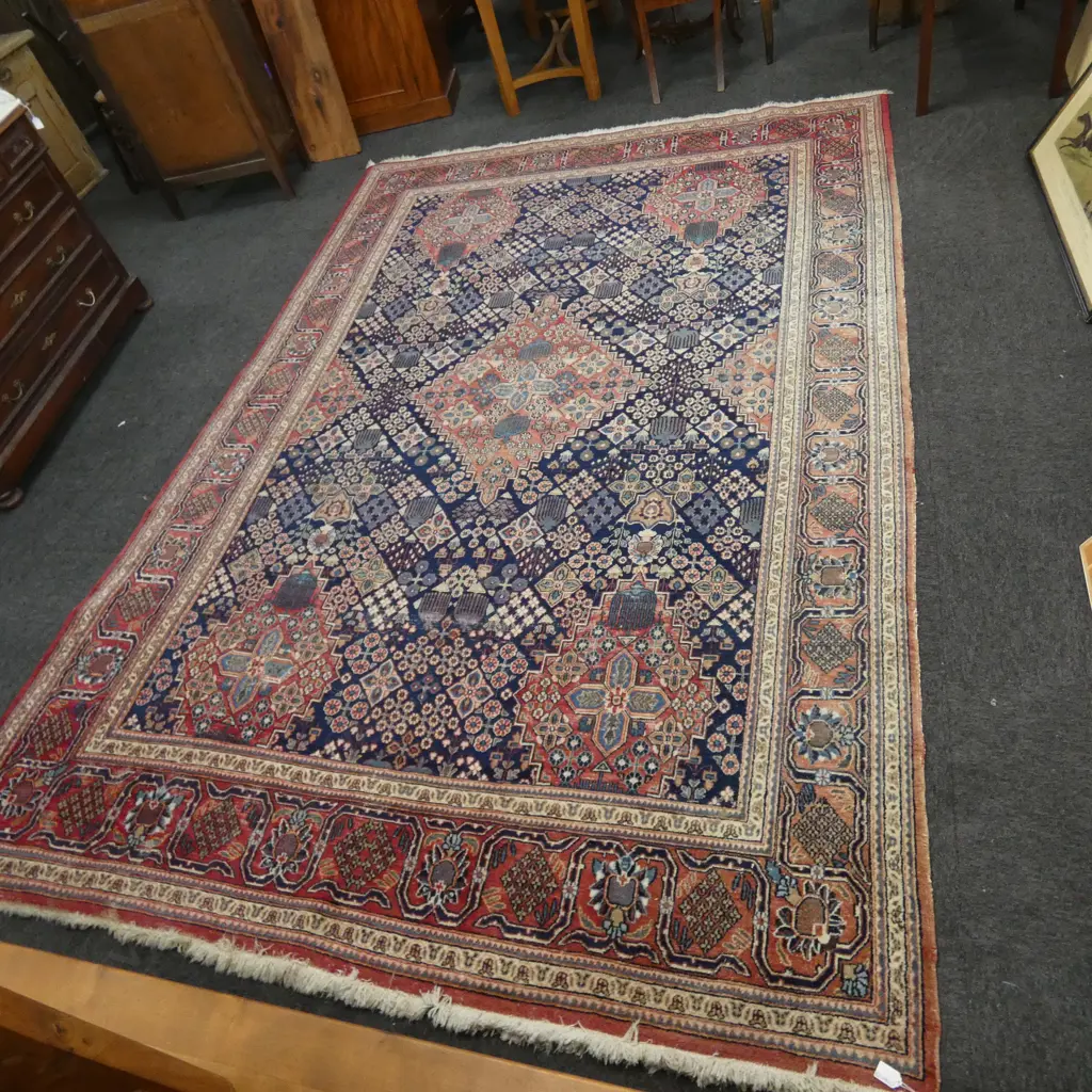 LGE PERSIAN HANDKNOTTED CARPET wool on cotton geometric designs 3200x2170mm Image 1++