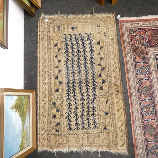 ANTIQUE HAND KNOTTED WOOL PILE RUG1360x820mm