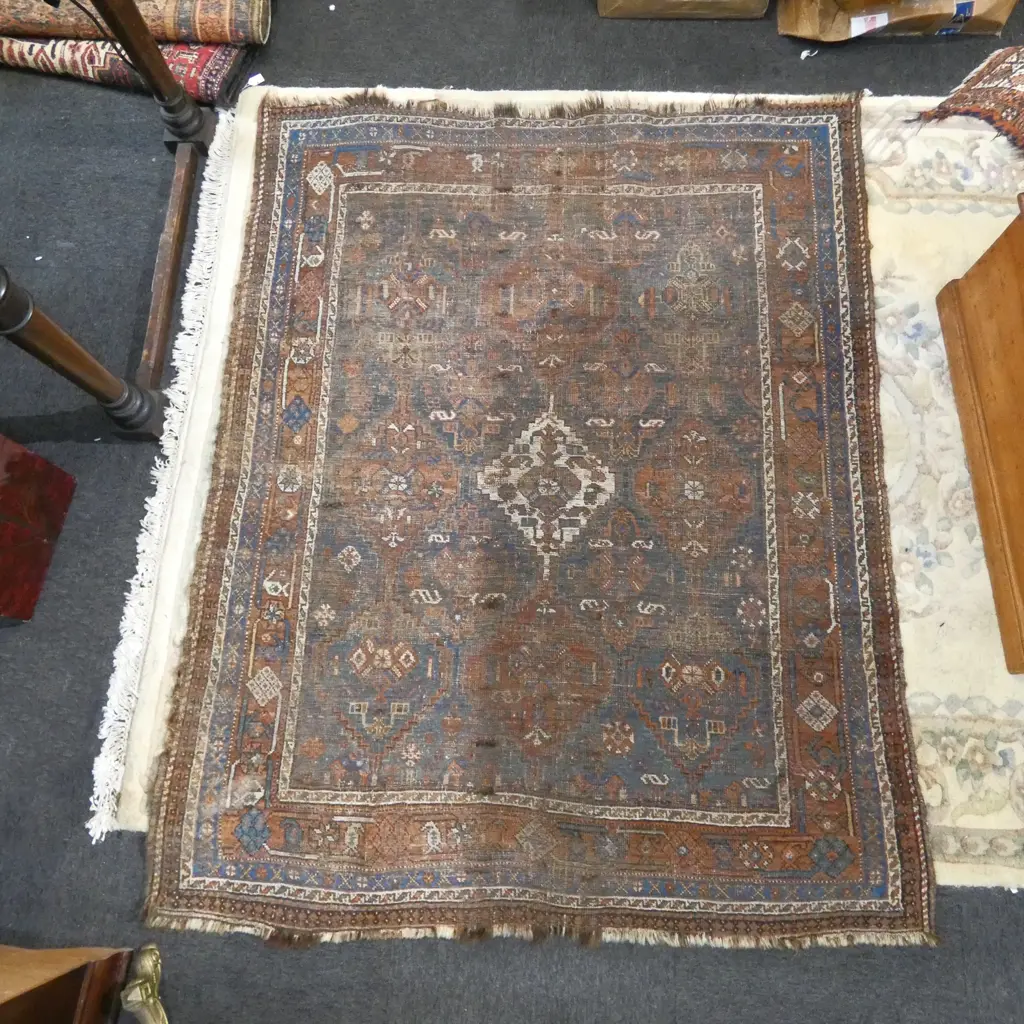 ANTIQUE IRANIAN RUG multiple repairs, all faults 1700X1370MM Image 1++