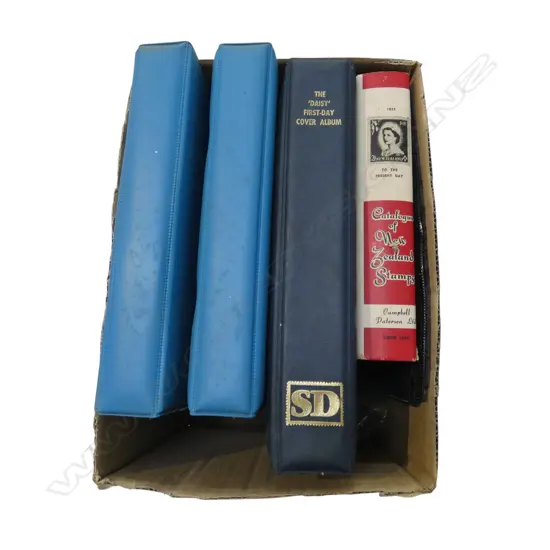 3 UK ALBUMS OF 1st DAY COVERS, 1970s/80s + CAMPBELL PATERSON NZ STAMP CATALOGUE ETC