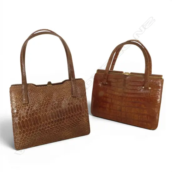 2 SNAKESKIN & CROCODILE SKIN VINTAGE HANDBAGS