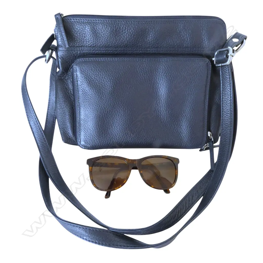 BARON BUXTON BLUE LEATHER HAND BAG + PR COLLETTE DINNIGAN SUNGLASSES Image 1++