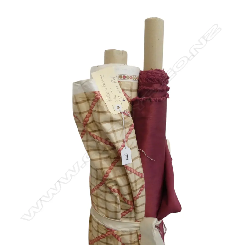 2 FABRIC BOLTS; TOFFEE & BERRY, 27M ROLL & BERRY, 4M ROLL Image 1++