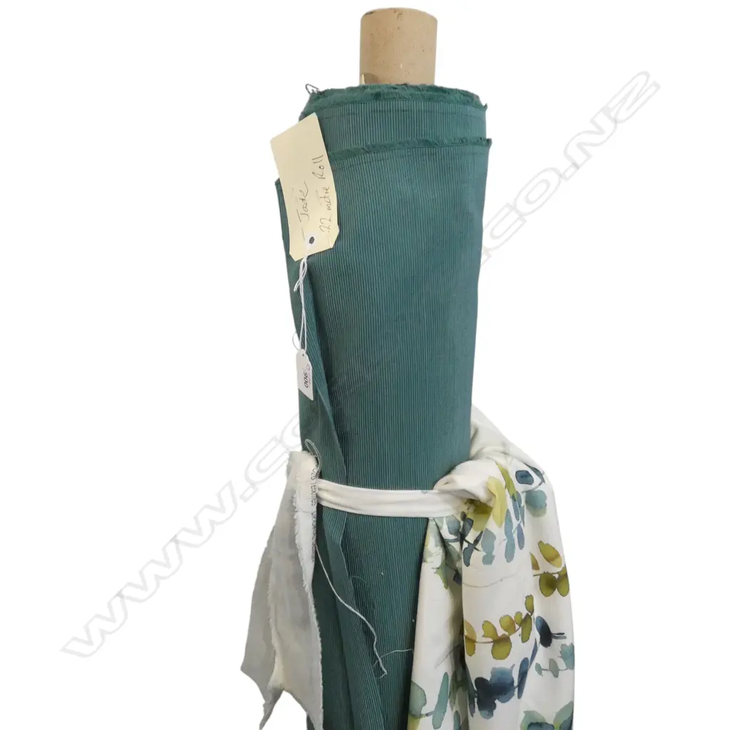 FABRIC BOLT; JADE, 22M ROLL + OTHER FABRIC PIECE Image 1++