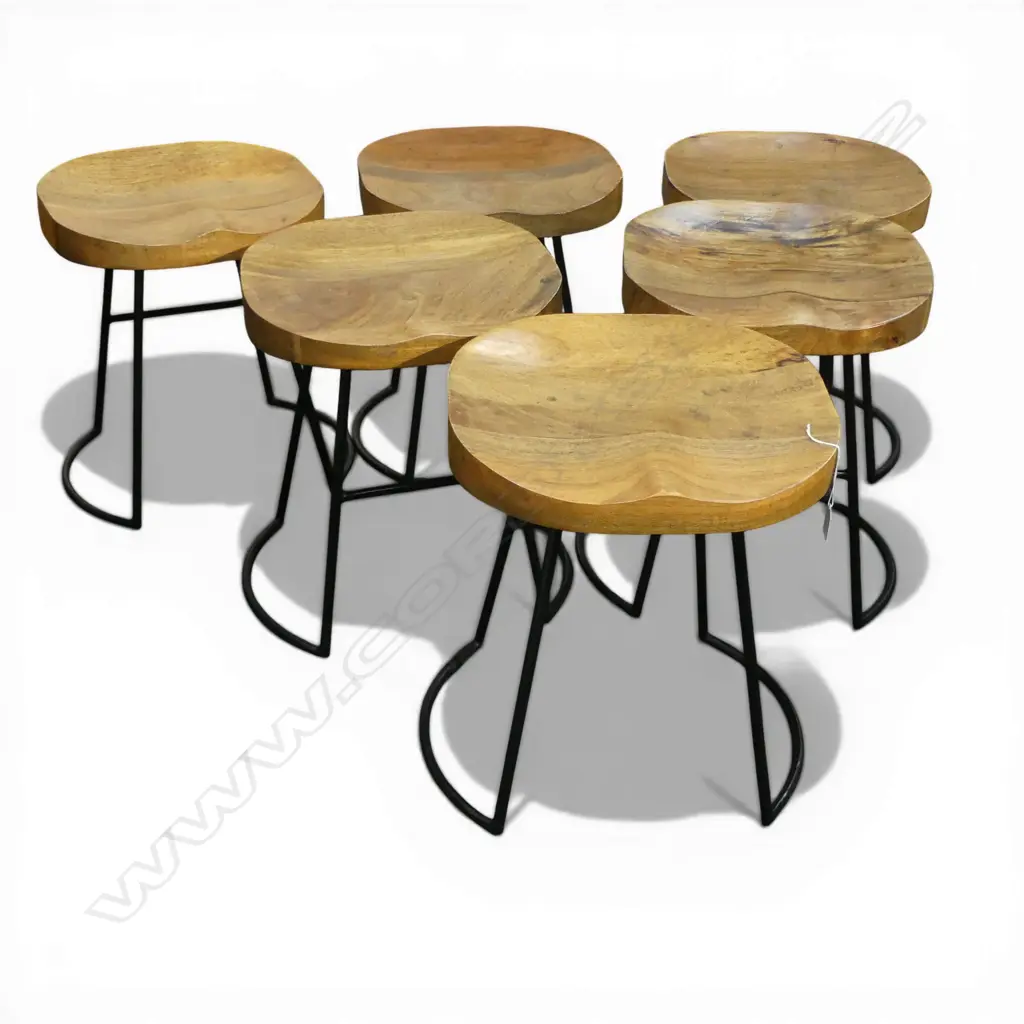 6 PLANK WOOD TOP STOOLS H.450mm Image 1++