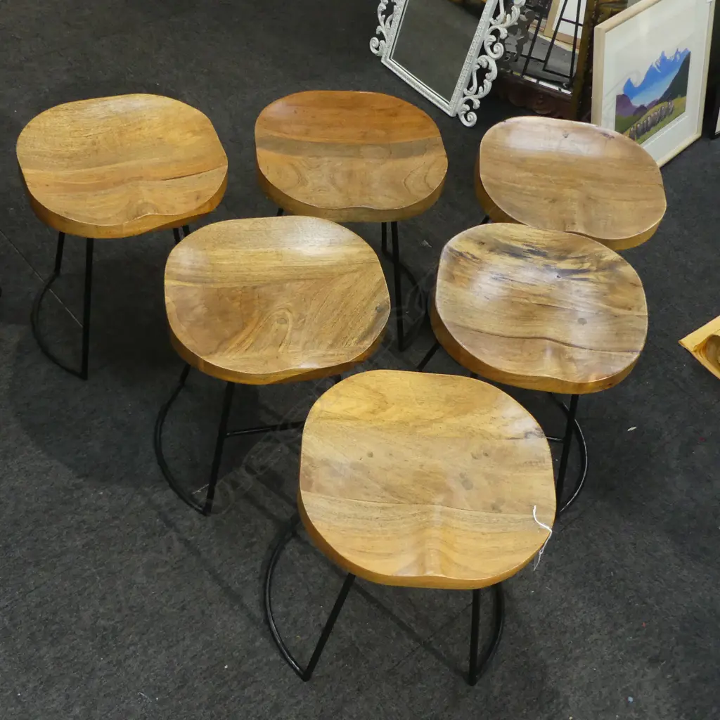 6 PLANK WOOD TOP STOOLS H.450mm Image 1++