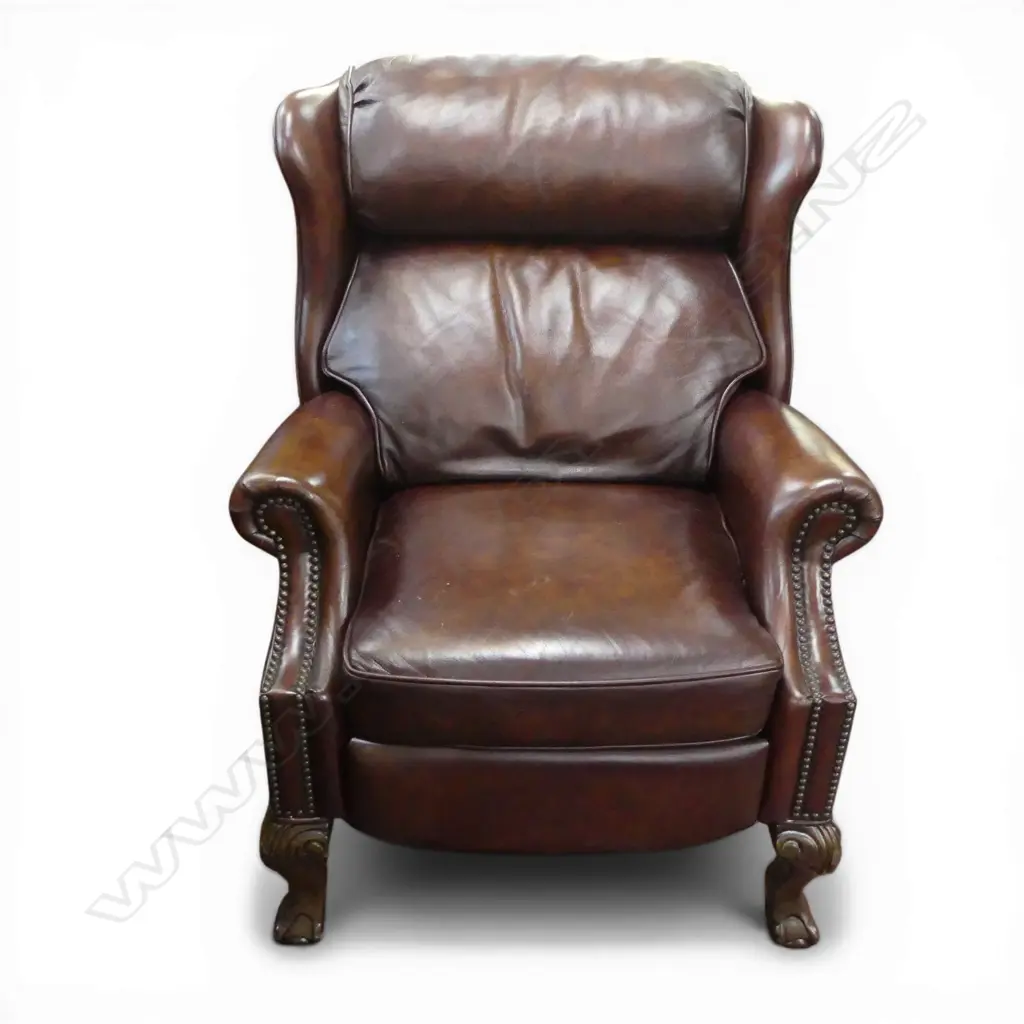 LEATHER WINGBACK RECLINING ARMCHAIR 850x900x1050mm Image 1++