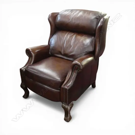 LEATHER WINGBACK RECLINING ARMCHAIR 850x900x1050mm