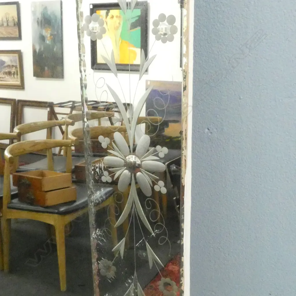 FRENCH FULL LENGTH WALL MIRROR FLORAL DESIGN MIRRORED FRAME H1760MM Image 1++