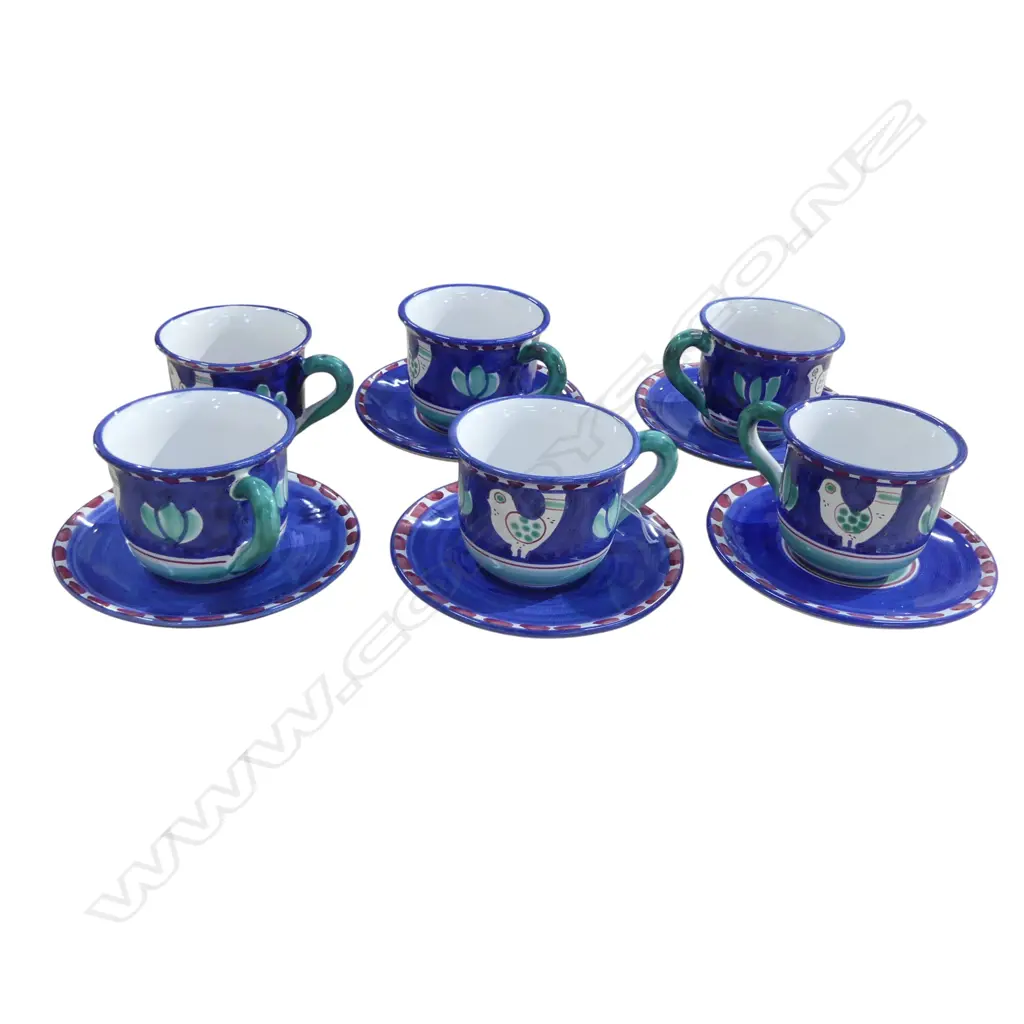 6 ITALIAN MAJOLICA CUPS & 5 SAUCERS Image 1++