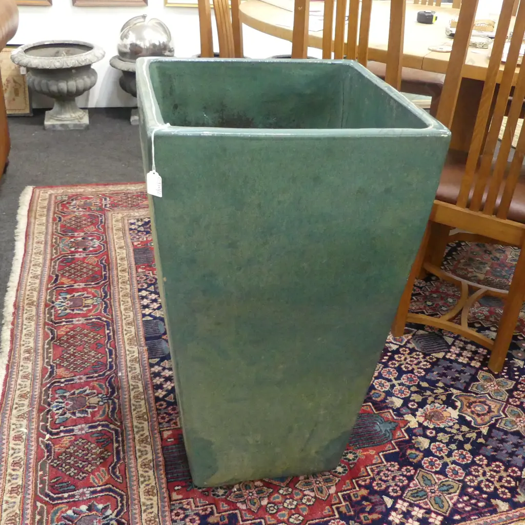 LG GREEN GLAZED PLANTER POT 450x450x800mm Image 1++