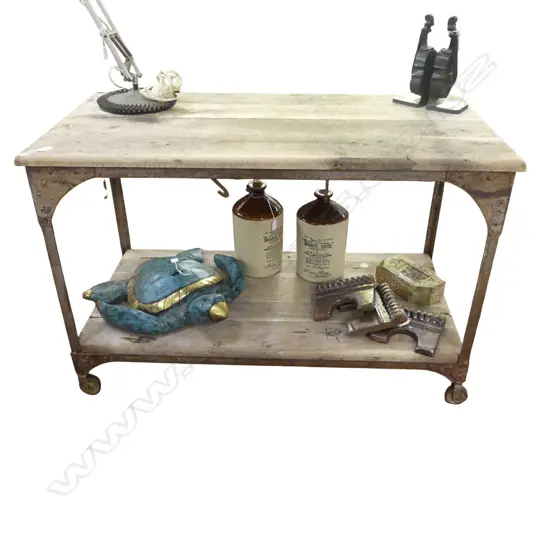 INDUSTRIAL STYLE TROLLEY TABLE 1270x640x830mm