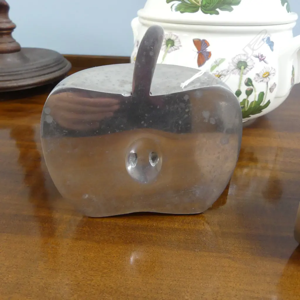 HEAVY ALUMINIUM APPLE SCULPTURE, splits into two halves, Dia.120mm Image 1++