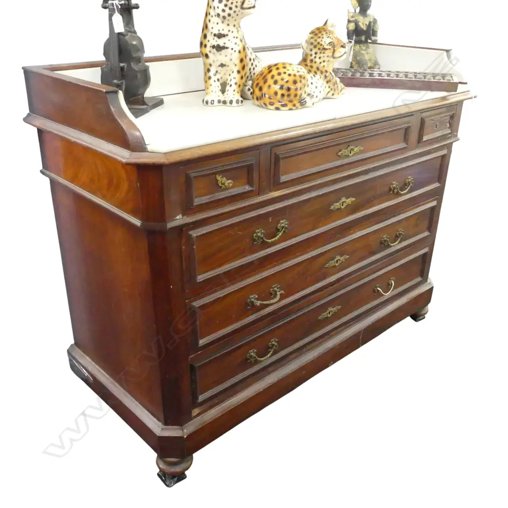 CONTINENTAL MARBLE TOP CHEST OF DRAWERS (SPLIT IN MARBLE) 1200x520x920mm Image 1++