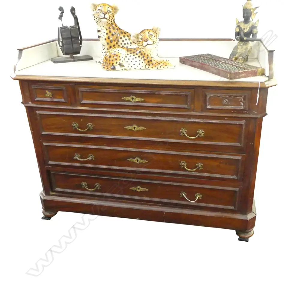 CONTINENTAL MARBLE TOP CHEST OF DRAWERS (SPLIT IN MARBLE) 1200x520x920mm Image 1++
