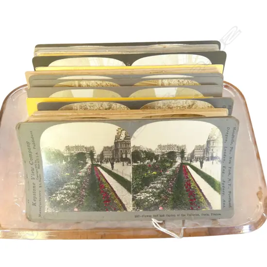 33 STEREOVIEW CARDS OF FRANCE – PARIS, WARSHIPS, GALLERY HENRY II ETC