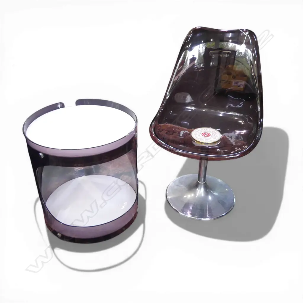 MID-CENTURY TULIP STYLE SWIVEL CHAIR & TABLE Dia.455mm Image 1++