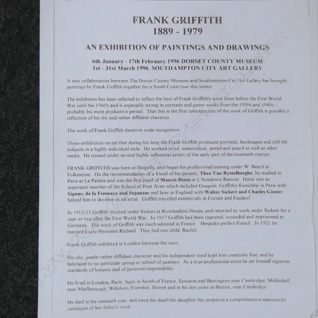 FRANK GRIFFITH, GROUP OF ASST. WATERCOLOURS AND DRAWINGS, 380 X 260MM (LARGEST) Image 1++