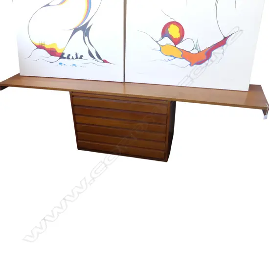 2 PART WOODEN STORAGE UNIT w. 6 DRAWERS 2235x455x600mm