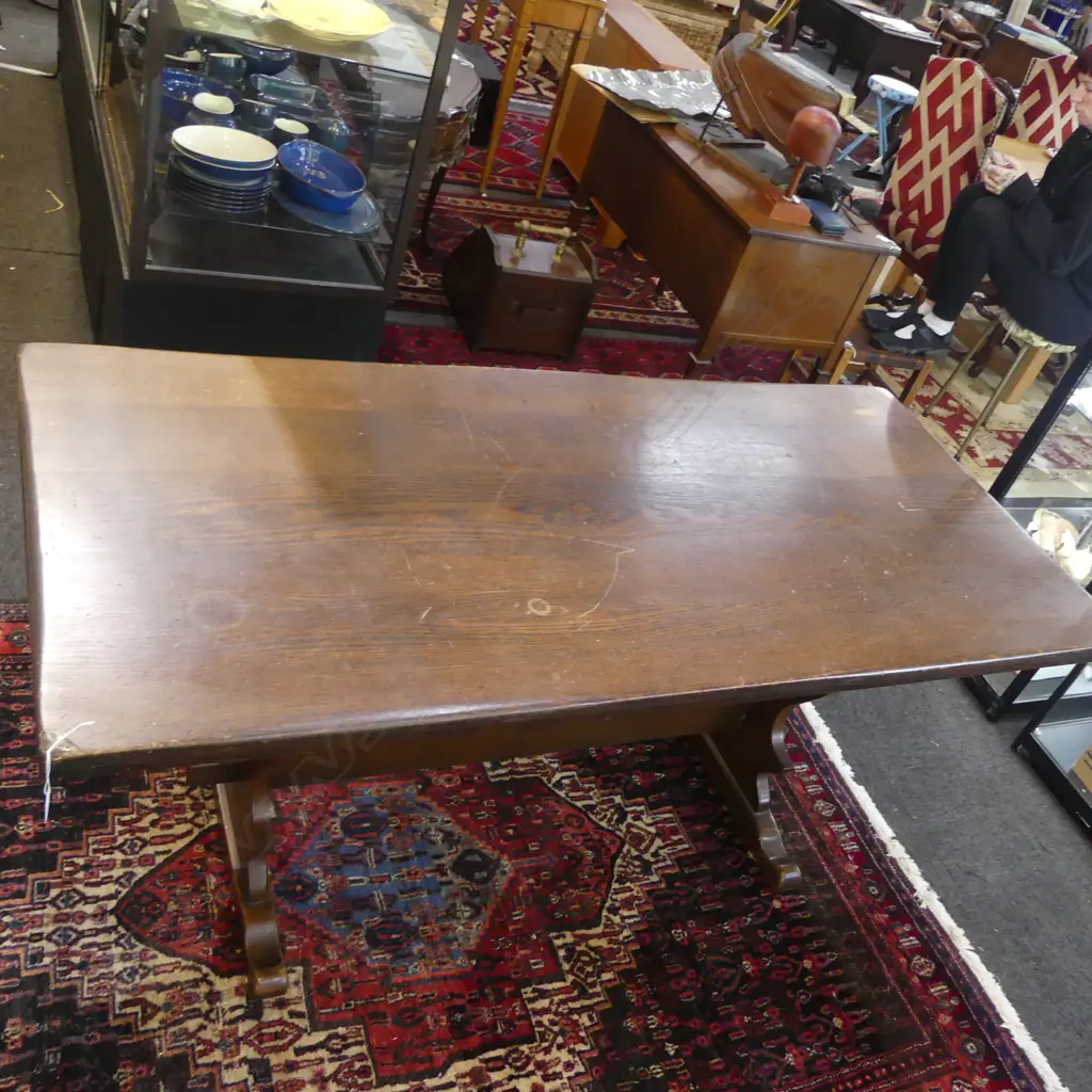 SOLID WOOD TABLE w. STRETCHER BASE 1670x770x750mm Image 1++