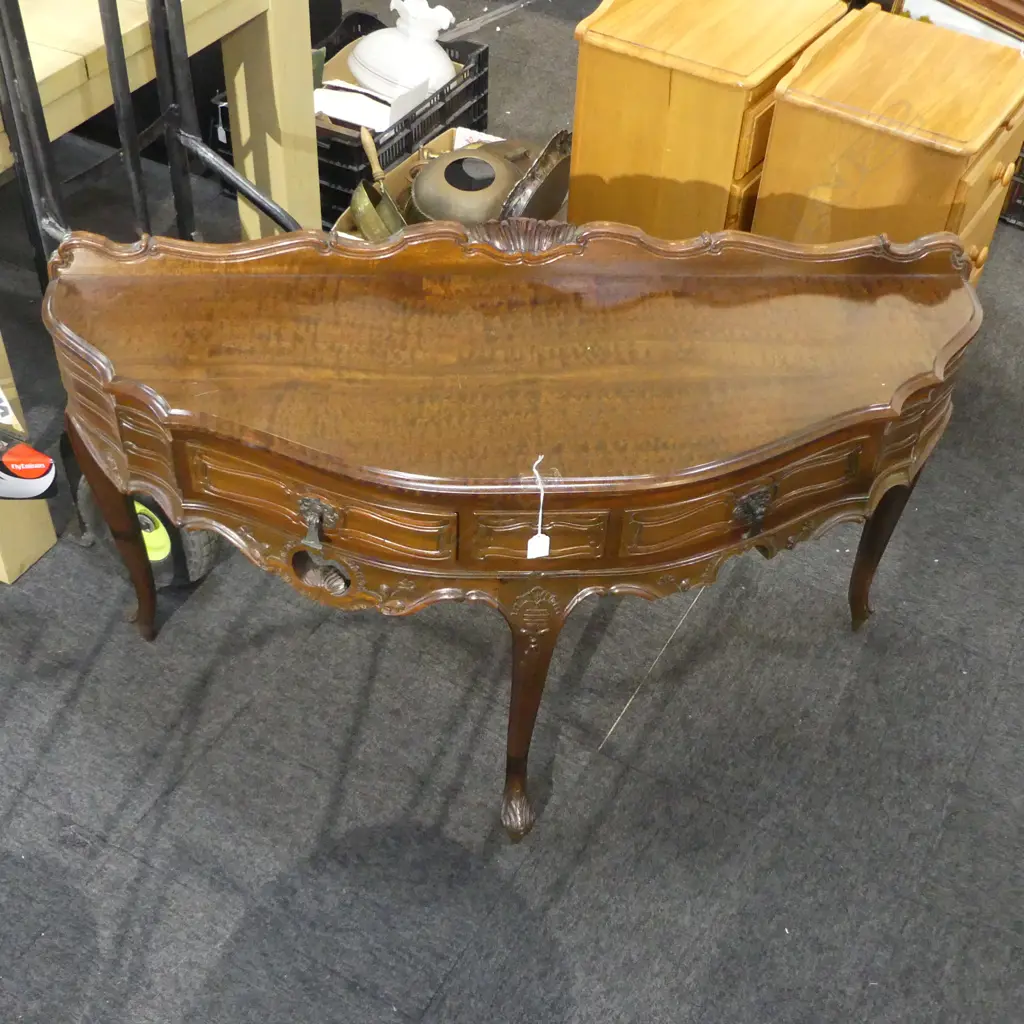 MAHOGANY DEMILUNE TABLE 1200x410x750mm Image 1++